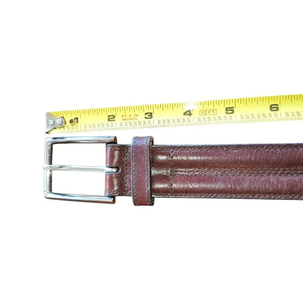 John W. Nordstrom Brown Genuine Leather Belt Size 34 Handcrafted In The USA